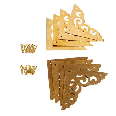 4Pcs 65mm Antique Jewelry Box Wood Case Decorative Feet Leg Corner Protector Brass Decorative Corner Bracket Furniture Hardware