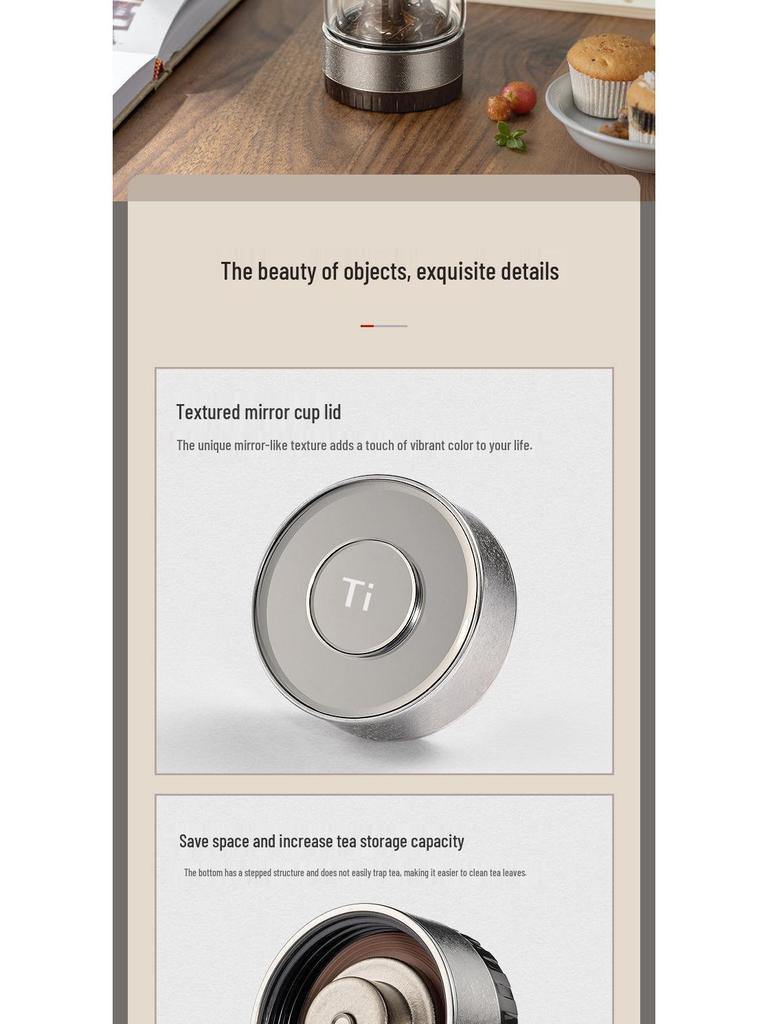 Exquisite Men's Double-Layer Titanium Insulated Tea and Water Separation Cup – Thickened, Anti-Scald, Luxury Gift