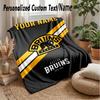 Boston Bruins Custom Flannel Throw Blanket Print Your Name Text Soft Warm Blanket Holiday Present
