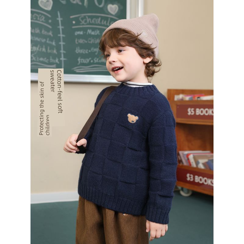 Jungen Pullover Akademischer Bär Serie Gestrickt 2025 Neuer Pullover Strickwaren Kinderkleidung Baby Kleinkind Pullover
