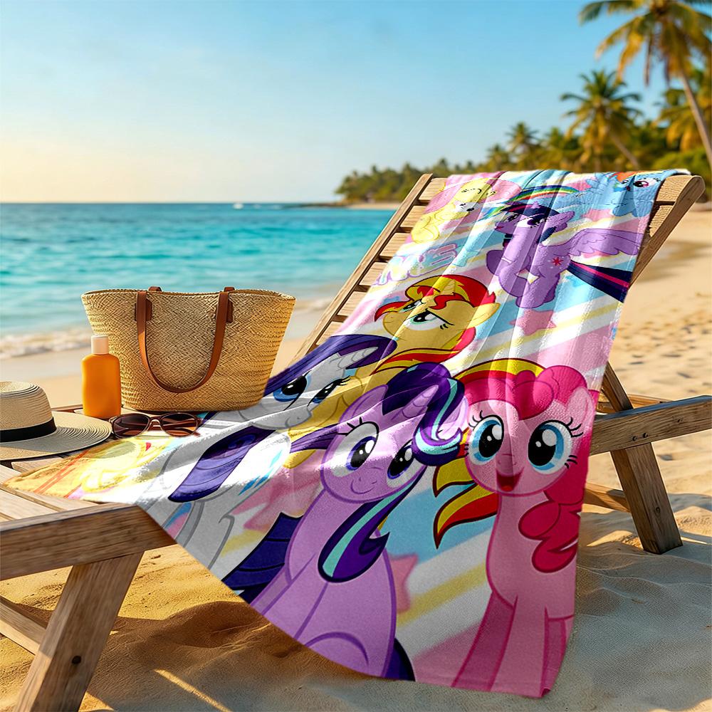 Little Pony Customize Text Beach Towel Soft Durable Quick-Dry Ideal for Travel Outdoor Swim Pool Yoga Surf Camping Hiking Gym Gift Holiday