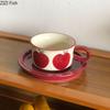 Rotes Apfelmuster Bemalte Tasse & Untertasse Porzellan Kaffeetasse Esstisch Blumentassen Nachmittagstee Teetasse Obst Saftbecher