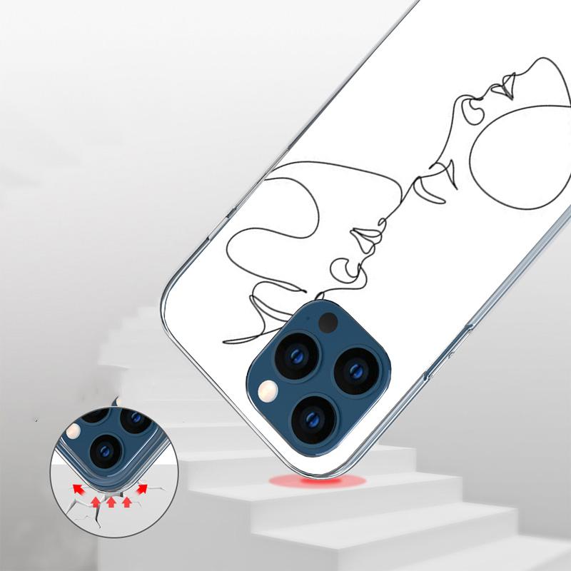 Abstract Line Women Face Phnoe Case for Iphone 17 Air 16 11 12 13 Mini 14 Plus 15 Pro Max 7 8E SE 2020 16ProMax Phone Cover Coqu