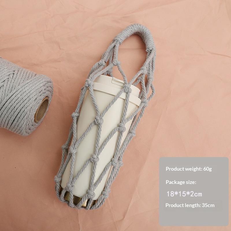 Porta Borraccia in Macramè Fatto a Mano Rete Multicolore in Corda di Cotone Borsa a Rete Portatile Porta Tazza Borraccia Riutilizzabile per Acqua Borsa Tote