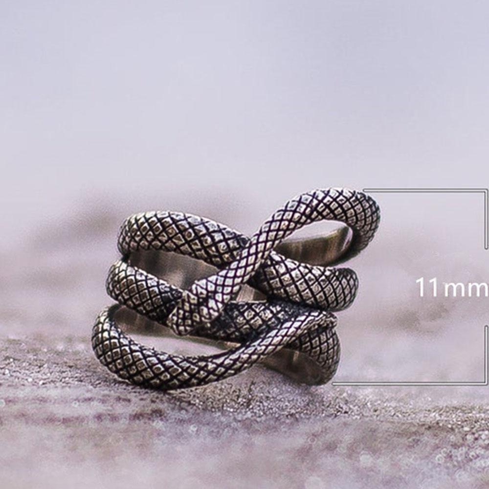 Huitan Newly Snake Rings for Women Punk Style Antique Color Vintage Party Accessories Personality Female Ring Animal Jewelry