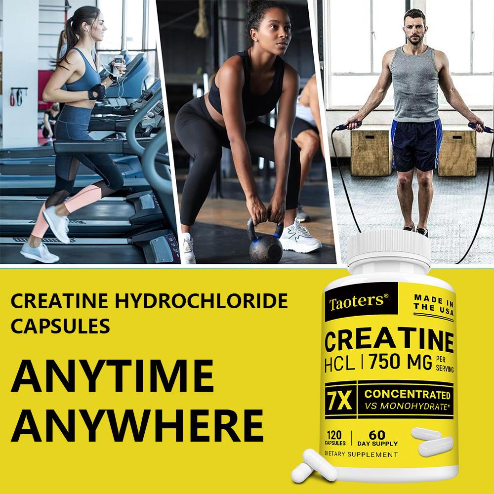 Taoters Creatine Hydrochloride Capsules Support Muscle and Immune Health 120 Capsules