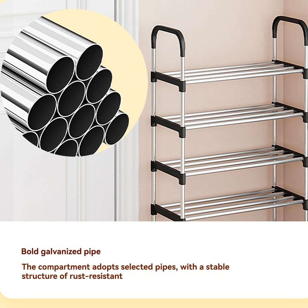 Five-layer plastic shoe rack Shoe Rack Household Simple Metal Shoe Rack Shoe Storage Box Shoe Cabinet Storage Slippers Multi-Layer Door Frame Shoe