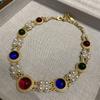 Medieval Vintage Necklace Colored Round Glass Spell Double Clavicle Chain Retro Court Style Neck Chain Batch