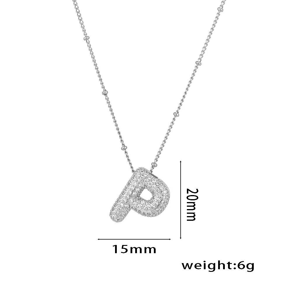 18K Gold-Plated Copper Necklace with Micro-Inlaid Zirconia & 26 Letter Pendant - Classic and Versatile European-American Jewelry