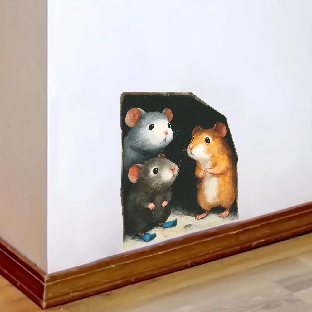 Cartoon Simulation Cute Mouse Holes Can Be Freely Pasted On Bedroom Living Room and HomeWall Stickers