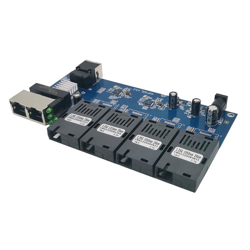 4 Optical, 3 Electrical Gigabit Ethernet Switch, 1000M PCB Board, 4F3E Transceiver