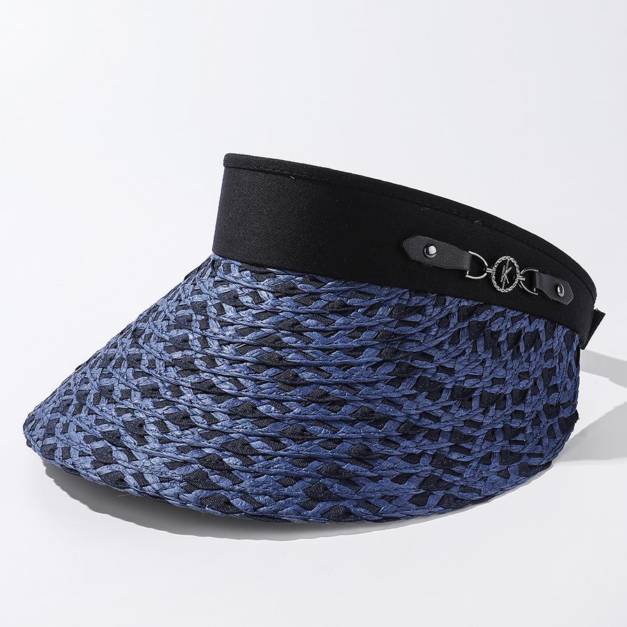 Style Hat Versatile Straw Woven Fashionable Solid Color Female Sunshade Hatscaps