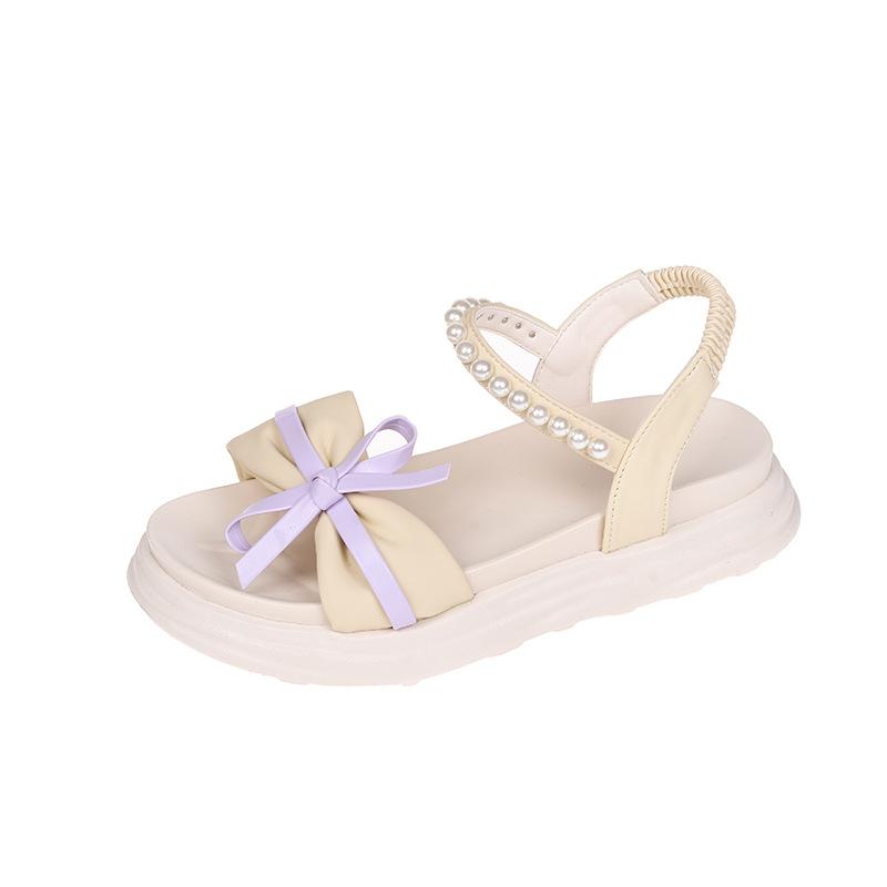 

Сандалии на плоской подошве женские 2025 новые летние женские маленькие ароматные туфли летняя модная летняя женская обувь 40 светло-желтого