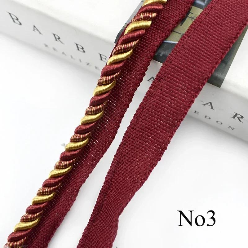 2/5/12M Meetee 6mm Two-color Lace Rope Trim Decorative Strap Webbing Cord for Sofa Curtain Sewing Handmade Material Accessories