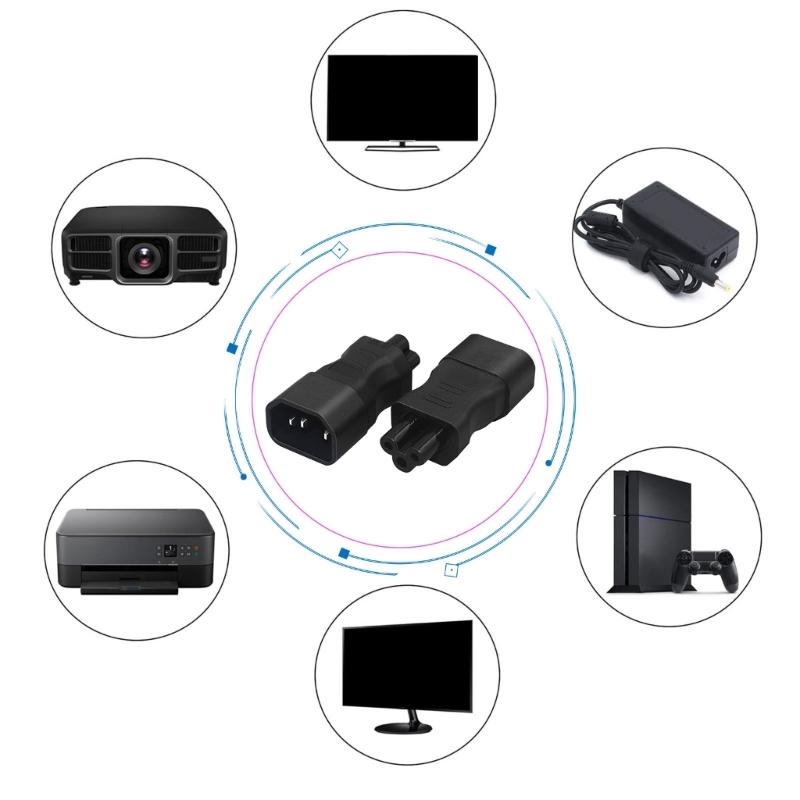Copper IEC320 C14 to IEC320 C5 Power Male to Female Socket Adapter Computer Power Supply Plugs Connectors for Laptop