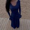 2026 Spring Elegant Slim Fit Women's Long Dress with Sexy Lace Patchwork and European-American Design