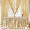 Gold Sequin Rectangle Table Cover Sparkly Fabric Table Cloth for Birthday Wedding Party Holiday Baby Shower Christmas Decoration