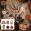 Set of 6 Personalized Halloween Wooden Hanging Ornaments with Vintage and Cute Designs for Home Party Decor