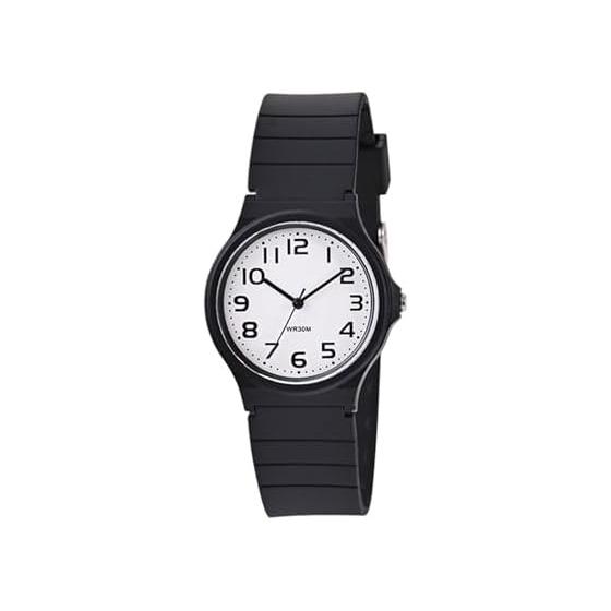 SZSL Watch, Casual Fashion, Quartz Watch, Small, Lightweight, Waterproof, Fall Prevention, Soft Band, Clear Scale, Unisex, Black