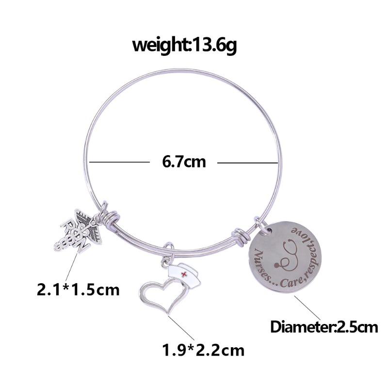 

Bracelet bracelet stainless steel round plate engraved nurse cap fashion medical symbol bracelet pendant