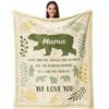 1pc Best Mama Bear Blanket Suitable for Mom from Daughter/Son Soft Flannel Throw with Cozy Bear Light Beige Bear-Themed Bedsprea