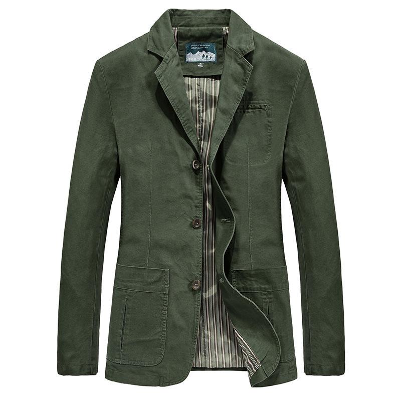 

Men s Spring & Autumn Cotton Jackets: Middle-aged Casual Suits, Plus Size Options Available 3XL армія зелений колір