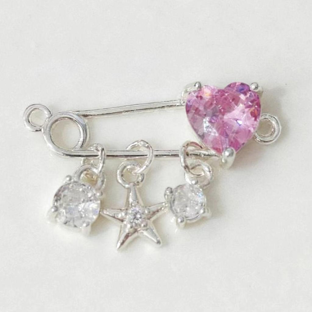 Rhinestone Heart & Star Brooch: Full Diamond DIY Accessories for Handmade Bracelets & Necklaces.