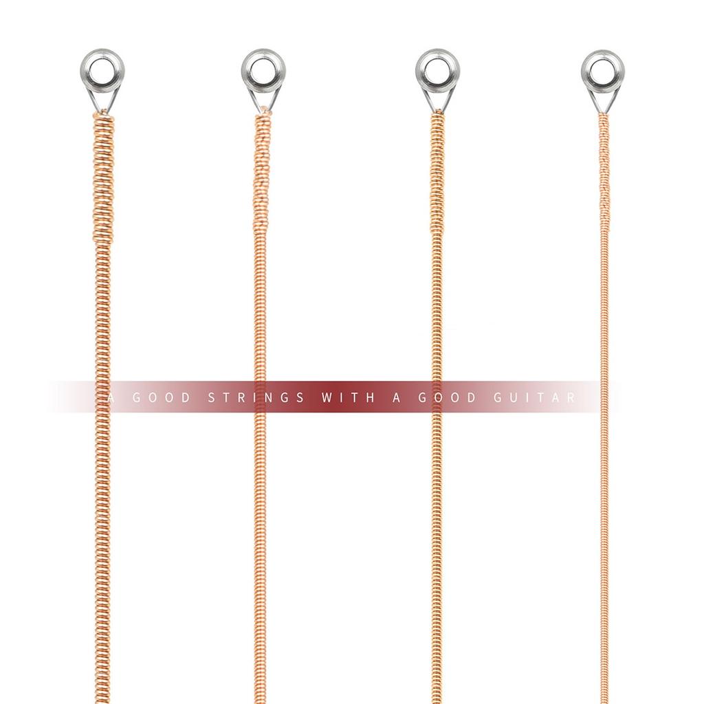 High Carbon Steel Red Copper 4pcs Acoustic Strings 040 095 Inch Hex Core Wrap Heavy Duty Professional Studio Stage Long Life