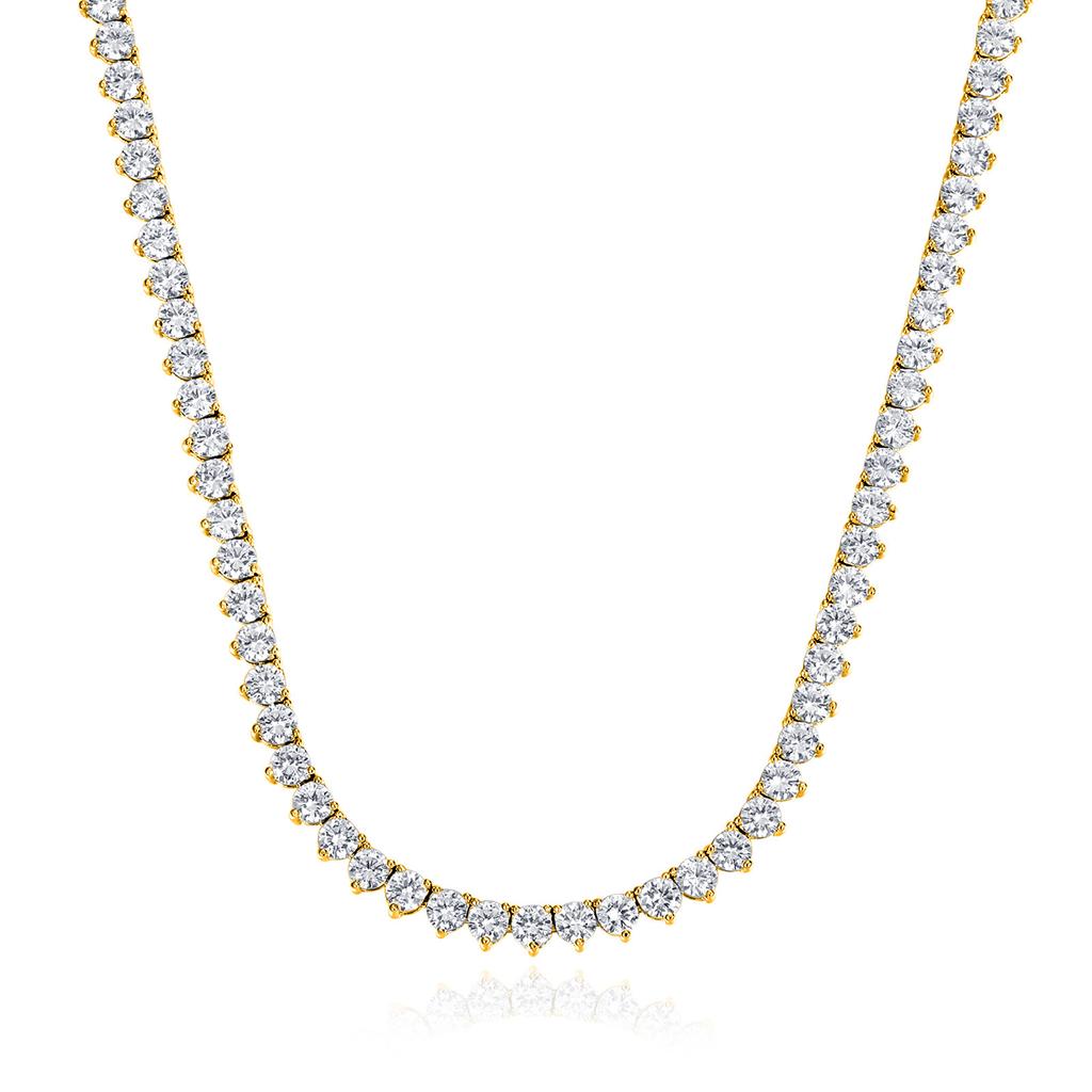 A three-claw tennis necklace 4mm hip-hop copper inlaid zircon light luxury, Europe and the United States, the trend of necklace decoration