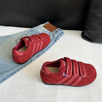 [Strýčkovy boty] Hnědé nové platformové podzimní retro sportovní boty na suchý zip boty Dexun dámská móda ležérní plátěné boty