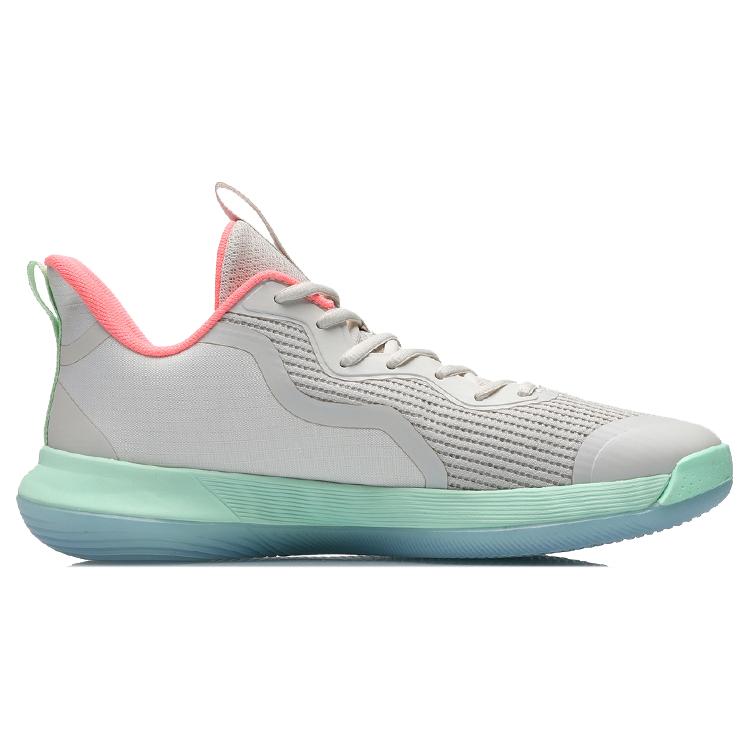 Li Ning Flash Basketball Shoes Men's Low Top Gray/Green/Pink ABCR007-1