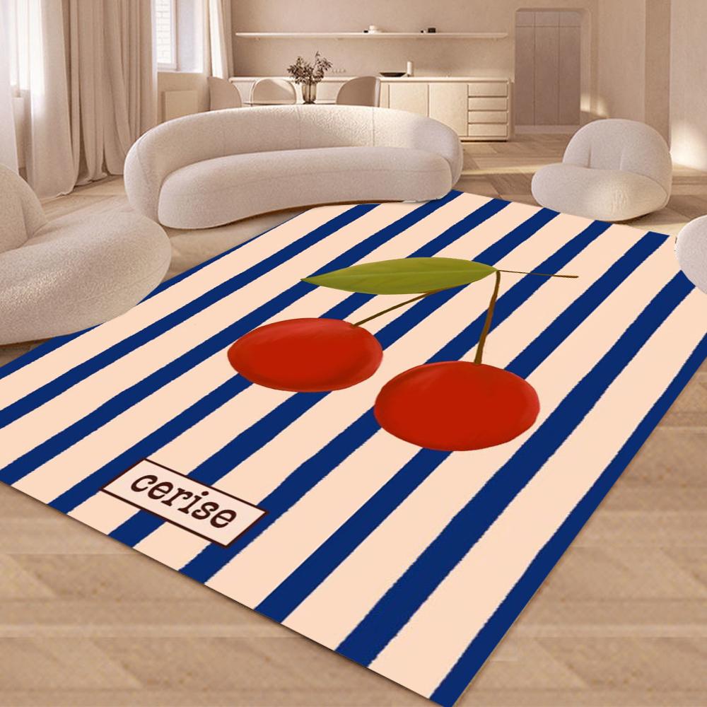 Fruit Plaid Living Room Carpet Striped Floor Mat for Kitchen Dining Room Decor Large Rugs for Children Bedroom Home Decoration