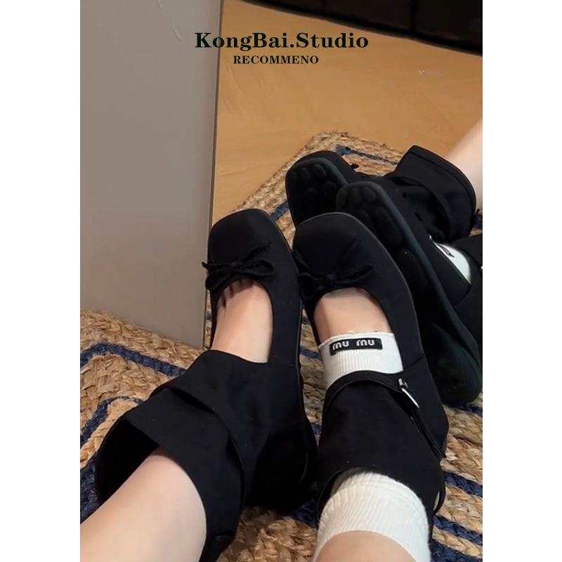 Ballet cool boots women's 2025 new summer breathable inner height increase Mary Jane single shoes casual versatile short boots