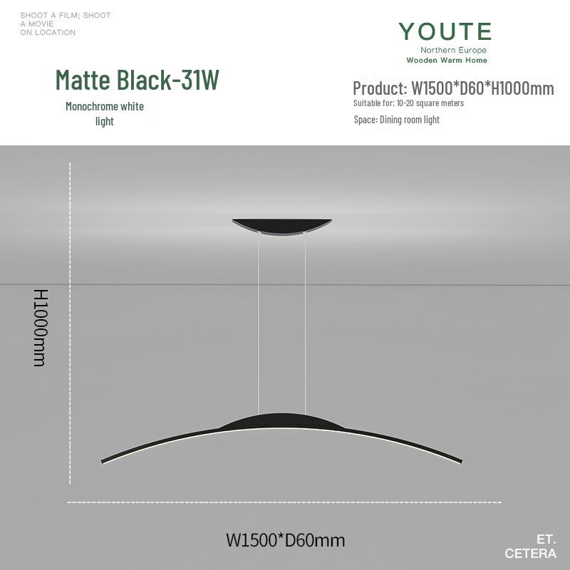 Nordic Minimalist LED Pendant Light - Sleek, Single-Line Design for Dining Room, Study, Bar, or Office.