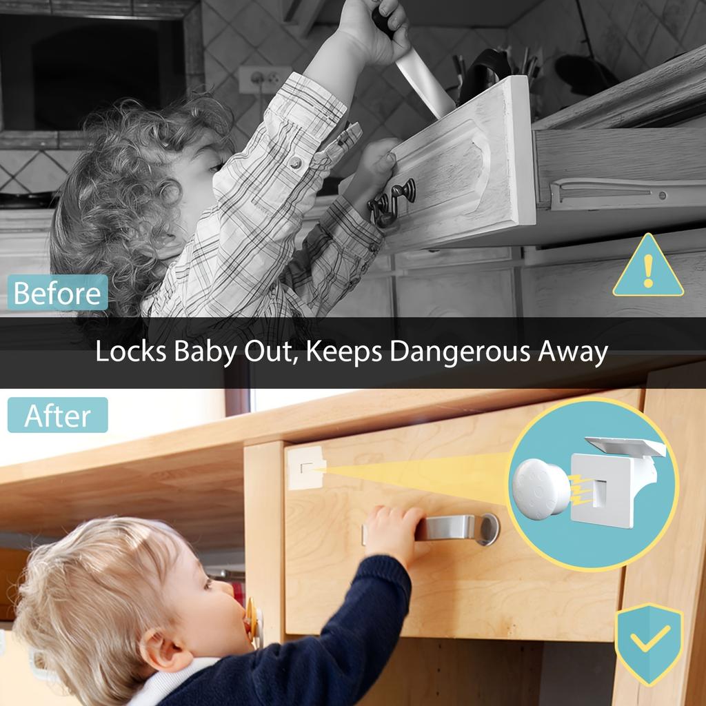 2/4 Locks + 1 Key, Child-Proof Magnetic Locks for Cabinets And Drawers, Invisible Multifunctional Locks.