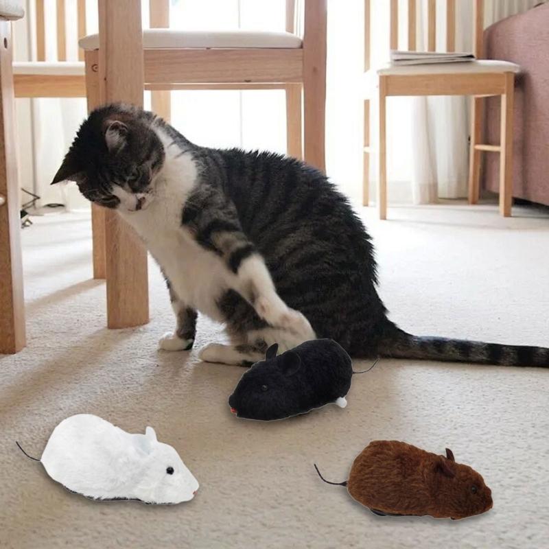 4Pieces Wind Up Mouse Toy Set Realistic Mice Toy For Pet And Kids Interactive Windingup Mice Toy for Baby Crawling