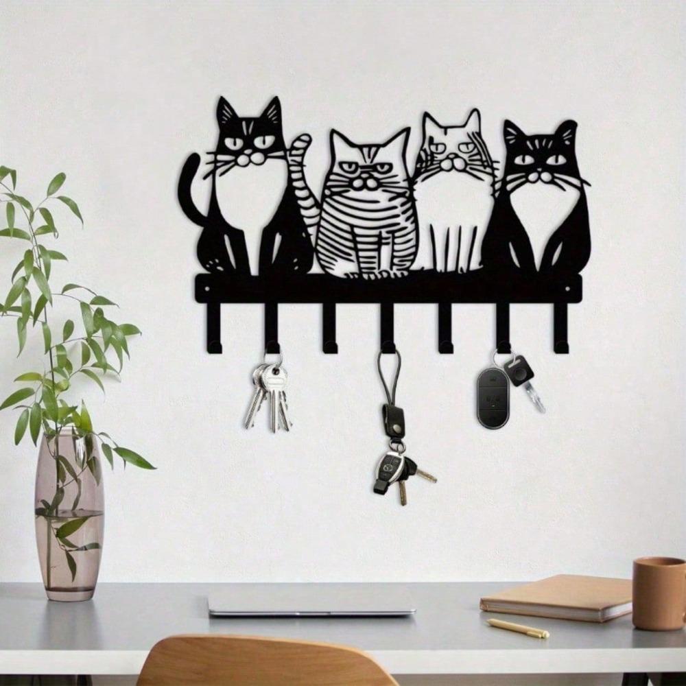 Schattige Katvormige Metalen Wandhaak Duurzaam Keuken Huis Decoratie Handdoek Kledinghanger