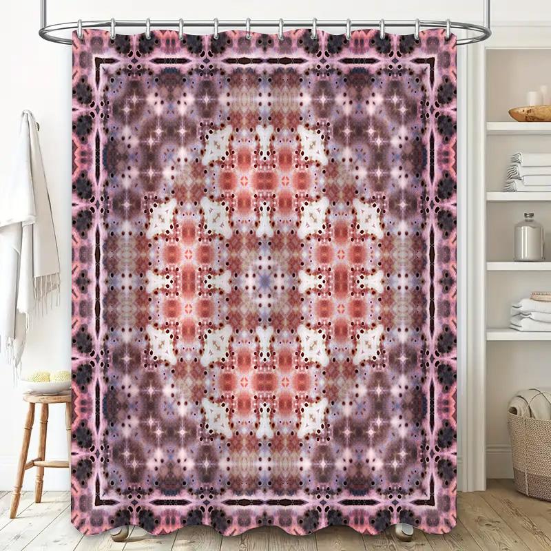 Kaleidoscope Pattern Shower Curtain Pink Black Print Shower Drapes for Bathrooms Decor