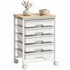 6-Tier Storage Trolley On Wheels, Metal Kitchen Rolling Cart with 5 Pull-Out Drawers, White