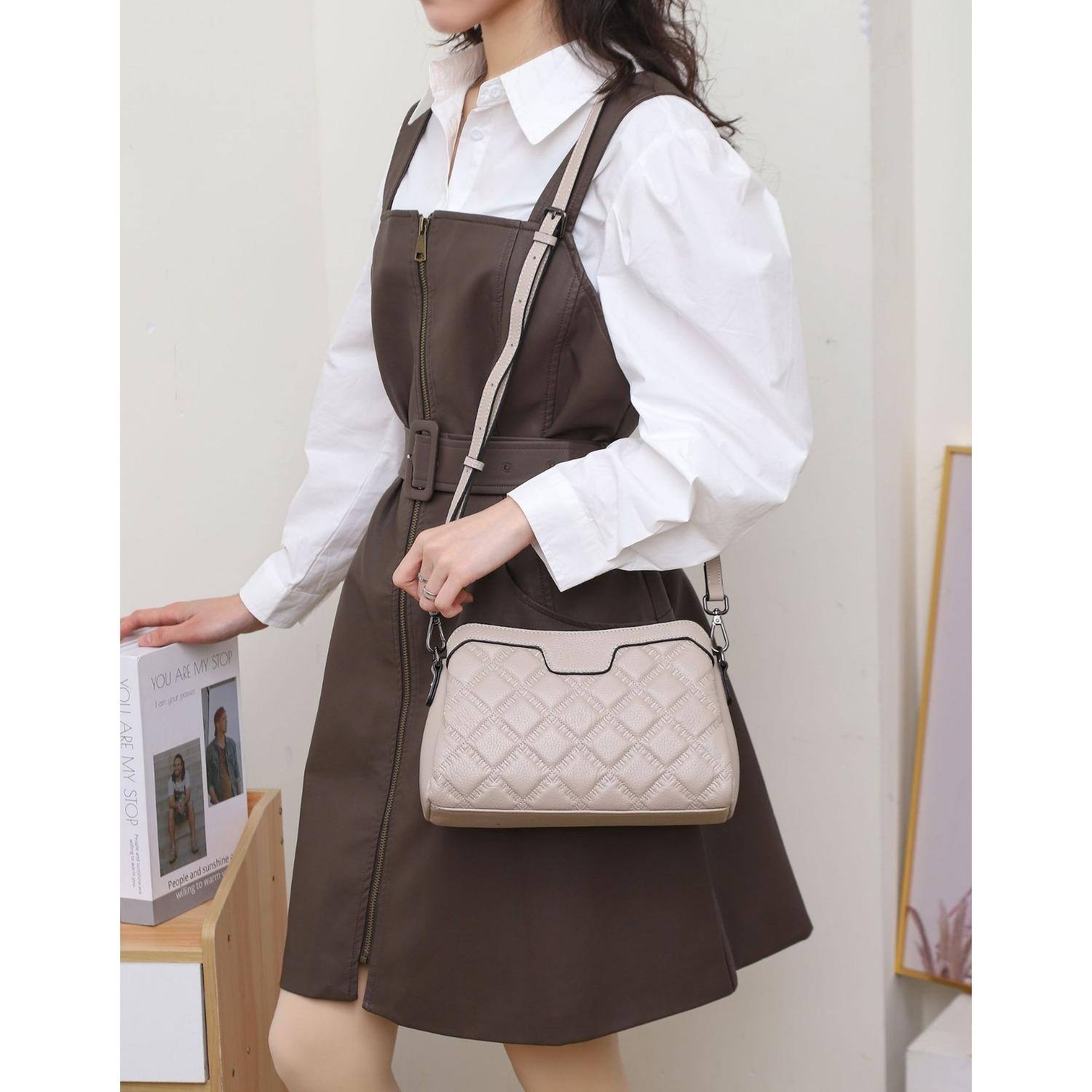 

Женские сумки из коровьей кожи с трещинами на плечо, вместительные сумки-мессенджеры, женские сумки, модные и простые для покупок абрикосовый