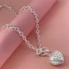Silver Color Heart-shaped Pendant Necklace Fashionable Wedding Jewelry