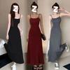Spice Girl High Waist Suspender Dress Women's Summer New Waist Skinny Shoulder Shoulder Inside Bottom Knee Dress