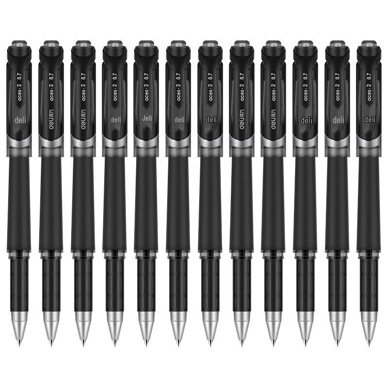 Deli Carbon Fiber Gel Pens: Retractable, Water-Based, Ideal for Students, Business Signatures, Meeting Notes, and Finance.