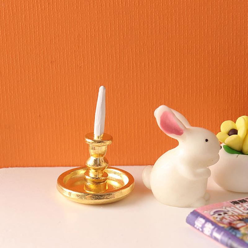 1:12 מחזיקי נרות מיניאטוריים לבית בובות דגמי נרות קישוט לבית צעצוע משחק דמיון לילדים אביזרים לבית בובות