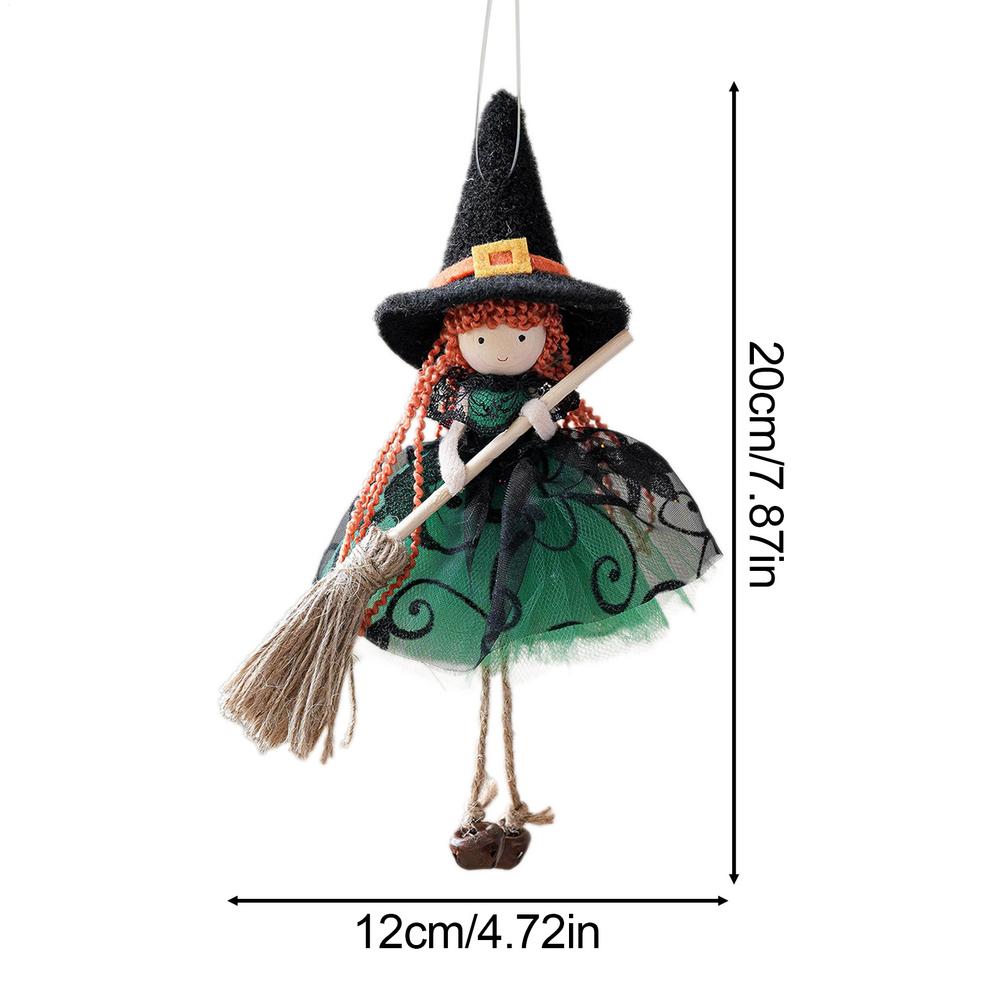 Witch Doll for Good Luck Halloween Pendant Collectible Figurine Hanging Ornaments for Kitchen Haunted Wall Halloween