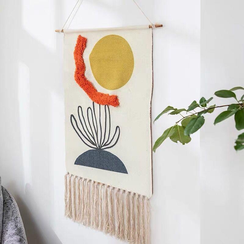 Indian Hand-woven Homestay Fringed Tapestry Decoration Nordic Meter Box Hanging Fabric Background Cloth Bedroom Hanging Cloth