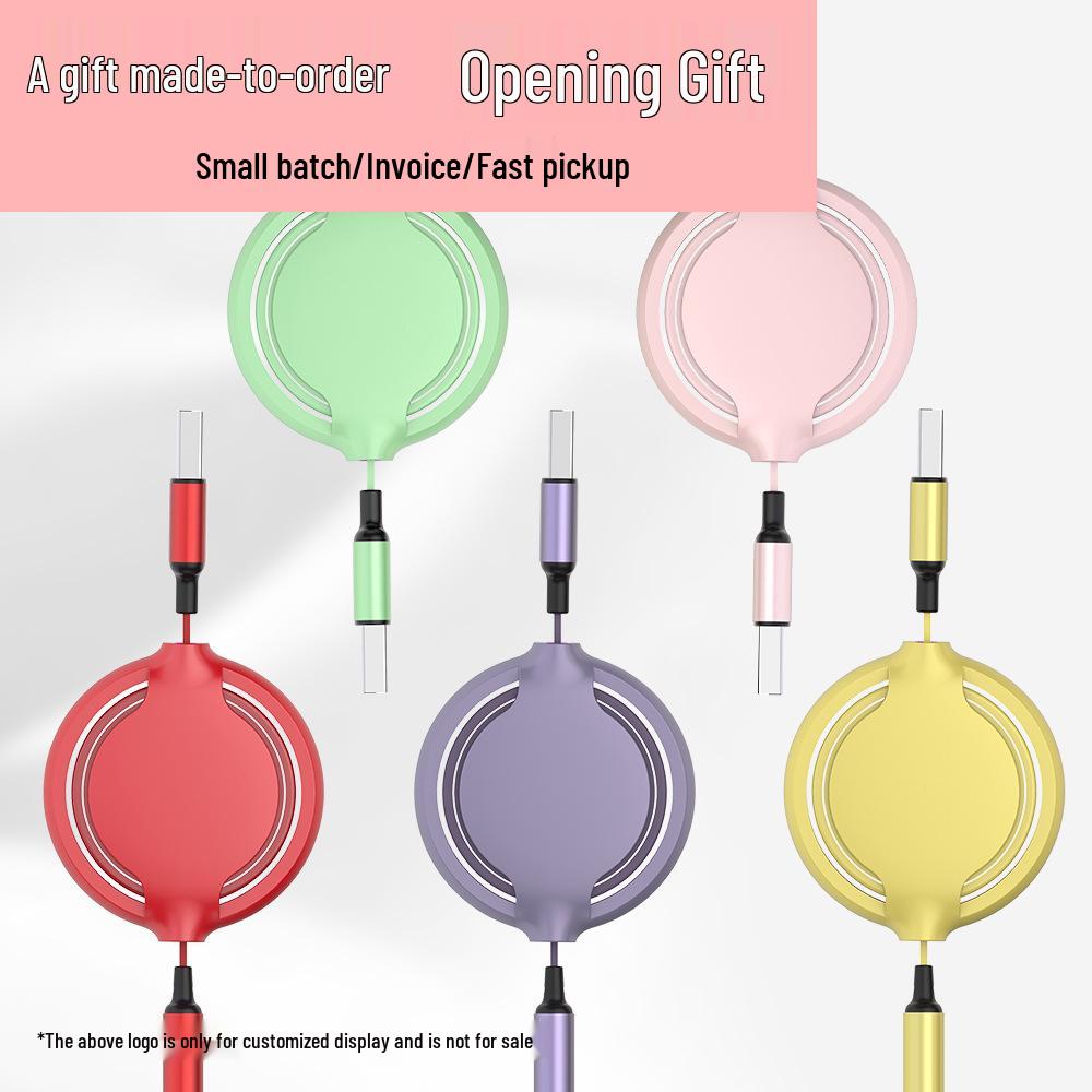 Retractable Liquid Silicone 3-in-1 Fast Charging Cable with Customizable Logo