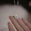 Round Shiny Diamond Pendant Necklace Women's Light Luxury Fashion Niche Design Zircon Collarbone Chain Exquisite Gift