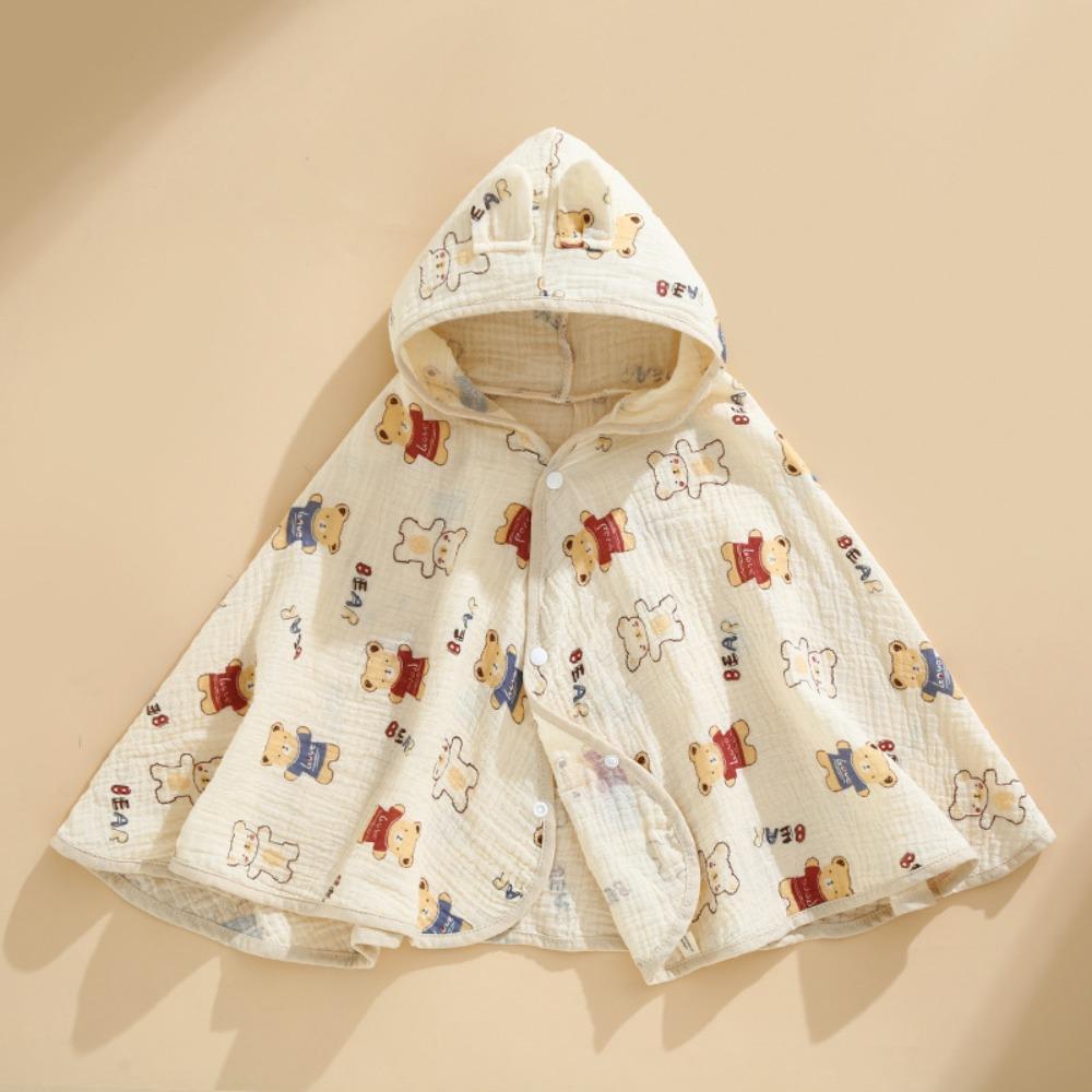 Cotton Children Sunscreen Cloak Ultra-Thin Design Uv Protection Infant Muslin Bath Cape Quick-Dry Cartoon Bath Towel Park