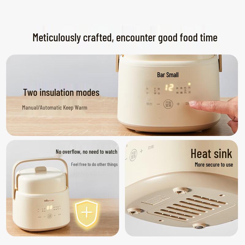 BEAR Olla eléctrica para cocinar comida de bebé de 1L enchufe CN (adaptador incluido)